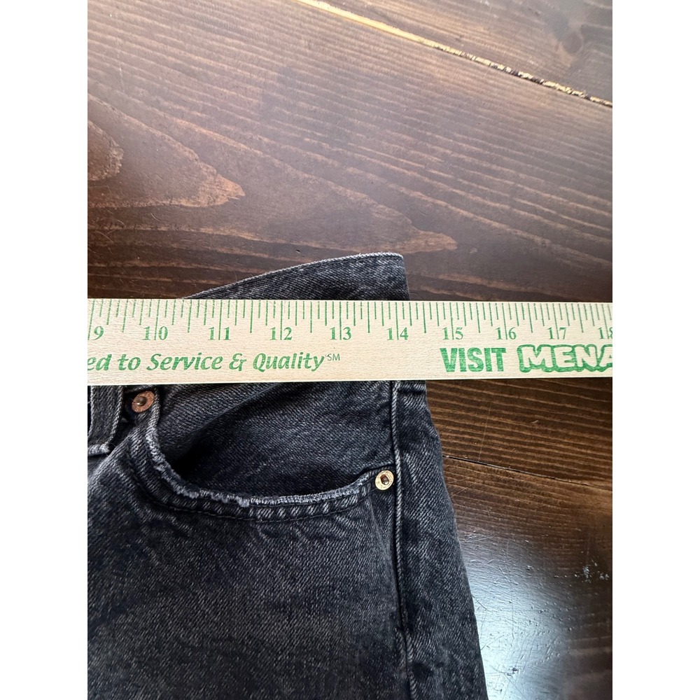 Levis 501 Original Button Fly High Waisted Distressed Black Denim Short 26 Women - Picture 7 of 11